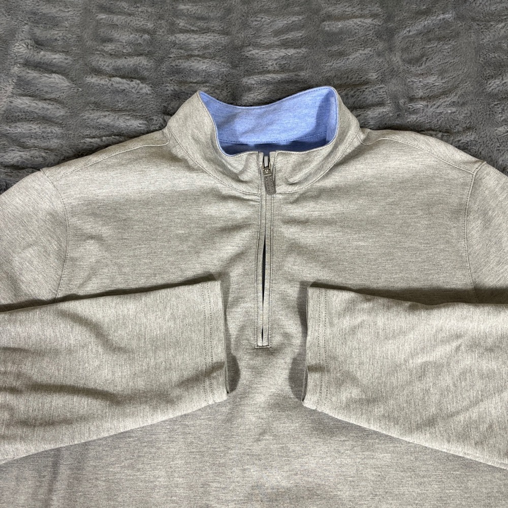 Mizzen+Main Mens Medium Heather Gray Quarter Zip Performance Pullover Sweater